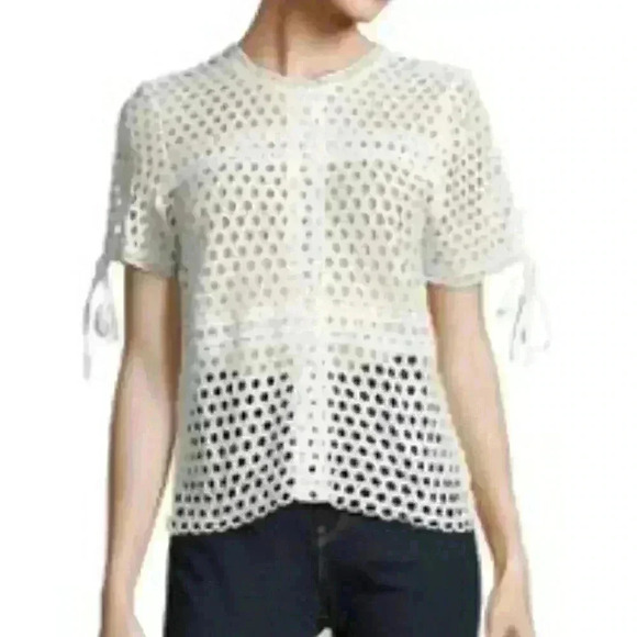 ZERO Degrees Celsius White Crewneck Cap Sleeve Top - Picture 1 of 8